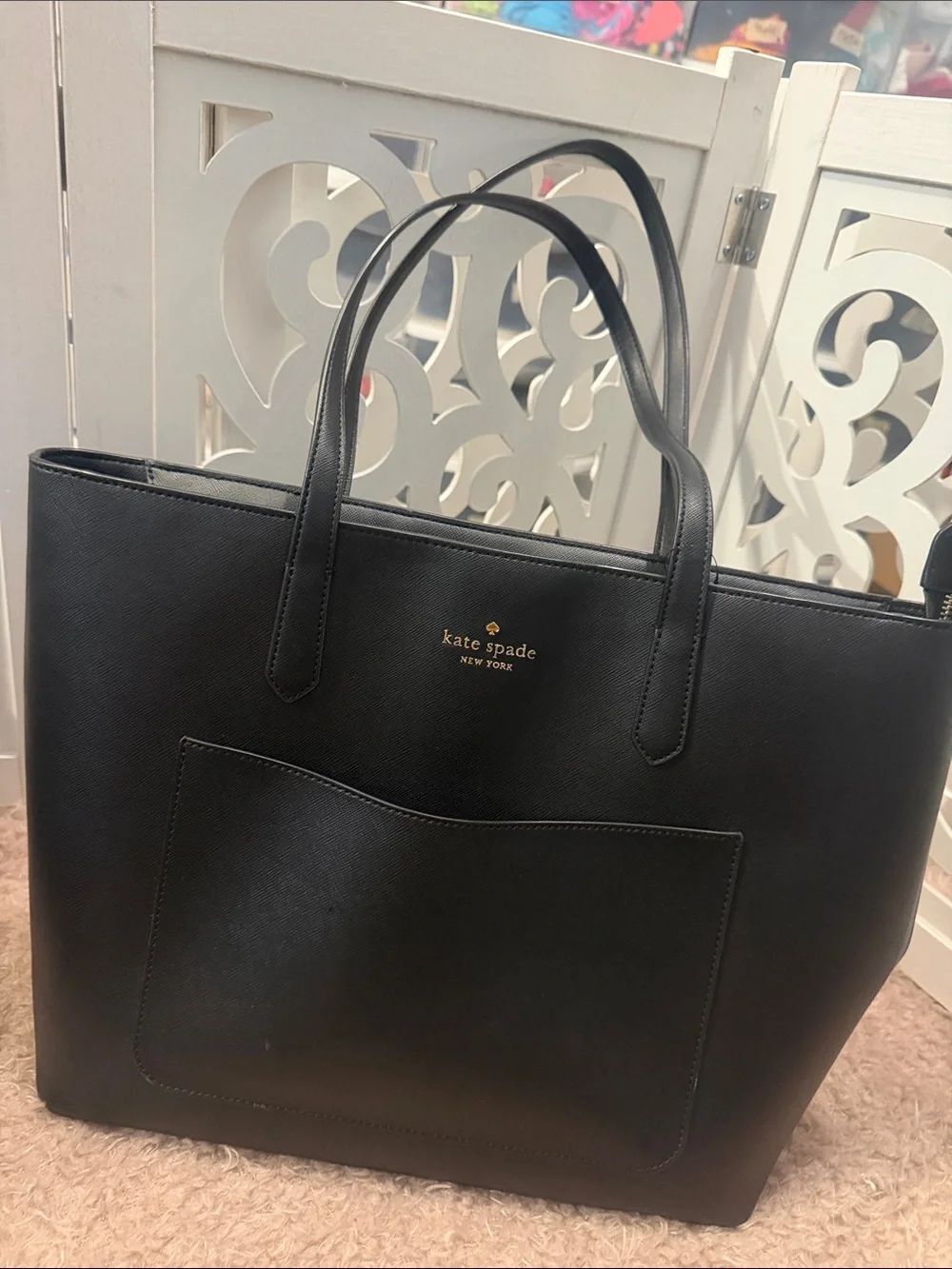 kate spade Black Leather Tote Bag large